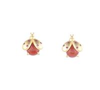 S925 Plated Stud Earrings Inlaid Red Agate Pendant Bug Stud Earrings Women's Earrings en Agate