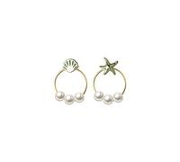 S925 Starfish Shell Earrings Asymmetric Ring Shell Beads Synthetic Pearl Earrings en, 925