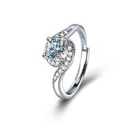 S925 Sterling Moissanite Angel Eyes Anello Quattro Artigli Fidanzamento Matrimonio Fede Nuziale Anelli Aperti Regolabili Gioielli Regali per Le Donne,