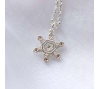 S925 Sterling Silver Snowflake Necklace Collana | Micro-Pavé Zirconia Pendant