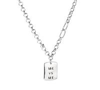 S925 Street Dance Thick Necklace Splicing Square Pendant Hip-Hop Necklace Men Thai, 41+5cm