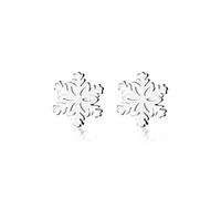 S925 White Earrings, Six-Petal Snowflake Ear Ornaments for Ladies Christmas Series Pair of S925