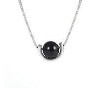 S925 Whole Body Swivel Small Necklace Women's Black Round Beads Clavicle Chain