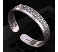 S999 Pure Retro Matte Auspicious Cloud Heart Sutra Pattern Men And Women Opening Women's Bracelets