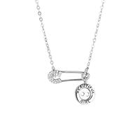 S999 Sterling Silver Cubic Zircon Paper Clip Ciondolo Collana Spilla di Sicurezza Collana Simbolo Supporto Per Rifugiati Y2K Gioielli LSN285