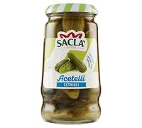 Saclà, Acetelli, Cetrioli All'Aceto di Vino, Ideali per Aperitivo, Antipasti e Insalate, Vaso Vetro, 290g (150g sgocciolato), Confezione da 12 pezzi