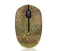 SA@ Lussuoso mouse wireless con strass di cristallo 2,4 G, 6 colori, per laptop, notebook, PC, computer, MacBook, regali per l'ufficio (oro colorato)