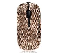 SA@ Lussuoso mouse wireless ricaricabile con strass di cristallo austriaco, piatto e sottile, per laptop, PC, regalo per ragazze (oro rosa)