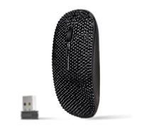 SA - Mouse senza fili sottile USB con strass di cristallo nero (cristallo nero)