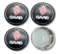 SAAB Lega Calotta Centrale Ruota Mozzo x4 63mm Nero Piatto Ant. 9-3 9-5 Argento