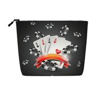 SAAKE Borsa cosmetica da viaggio a strato singolo con stampa torneo di poker con sacchetti con cerniera essenziali da donna, nero, Taglia unica