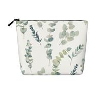 SAAKE Borsa cosmetica da viaggio con stampa di ramoscello verde naturale bianco a strato singolo con sacchetti con cerniera essenziali per le donne, nero, Taglia unica