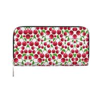 SAAKE Red Cherries Stampa Donne Portafoglio In Pelle Mano 7.9 X 3.9 "Trendy Capacità Del Raccoglitore Casual Viaggio Uso, nero, Taglia unica