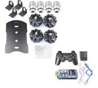 SAANICH 15KG di Carico Utile PS2 RC Mecanum Ruota Robot Auto Telaio Kit Con Motore Encoder 12V for Arduino Mega2560 FAI DA TE STELO Giocattolo(SILVER)