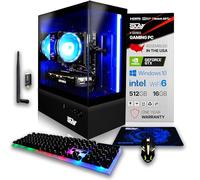 SAAV X1 PC da gioco precostruito Intel G5400 CPU da 3,7 GHz, 16 GB di RAM, GPU GEFORCE GTX 750 GDDR5, NVME da 512 GB, WiFi 6, Bluetooth, Win 11, tastiera del mouse, desktop per PC da gioco, garanzia