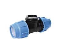 SAB Raccordi a Compressione a T BlueSeal 16 Filettato Femmina 32 x 1/2" x 32, Raccordo Idraulico in PP, PN16, per Giunzione Tubi in Polietilene, per Impianti di Irrigazione