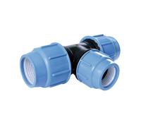 SAB Raccordi a Compressione BlueSeal 16, T 90° Ridotto Ø 20 x 16 x 20 Raccordo Idraulico in PP, PN16, per Giunzione Tubi in Polietilene, per Impianti di Irrigazione