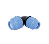 SAB Raccordo a Gomito a 90° Ridotto Ø 25 x 20, Raccordi a Compressione BlueSeal 16 in PP, PN16, per Giunzione Tubi in Polietilene, per Impianti di Irrigazione