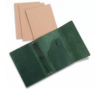 Sabary 4 copertine in pelle per notebook da viaggiatore, verde, formato | Diario di viaggio con 3 inserti, tasca interna porta carte e portapenne, diario di viaggio in vera pelle