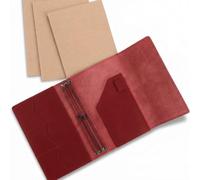 Sabary 4 copertine per notebook Travelers in pelle, rosso, formato A5 | Diario di viaggio con 3 inserti, tasca interna porta carte e portapenne, diario di viaggio in vera pelle