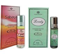 Sabaya & Lovely - Olio profumato concentrato, confezione da 2, lunga durata, senza alcol, per uomini e donne, 6 ml per roll-on
