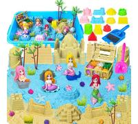 Sabbia Cinetica Set per Bambini: Attività con Sabbia Cinetica per Bambini Piccoli - Giocattoli Sensoriali con Sabbia Magica - Sabbia da Gioco per Bambini e Bambine dai 3 4 5 6 7 Anni (Mermaid-A)