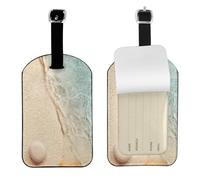 Sabbia di mare con stelle marine,Etichette per bagagli in pelle PU, etichette per bagagli resistenti da viaggio, 2 pezzi