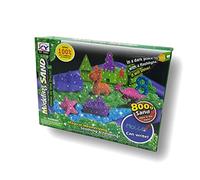 Sabbia Magica Fosforescente per Modellare. 800 gr. 2 Colori. con 6 stampi per Dinosauri e 8 stampi per Animali marini. Include Pala, rastrello e Vassoio Gonfiabile per Il Gioco.