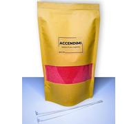 Sabbia per Candele, Cera vegetale, Candele Fai da Te, Perline di Cera, Ricarica Candele, Naturale, Cera Sabbia, Rosso, Chiaro, 500 Grammi e con 4 (Quatro), stoppini