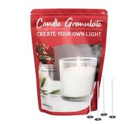 Sabbia per Candele Winter Dream Granulato - 400 g Cera di Paraffina Bianca per Fai Da Te, 4 Stoppini e Porta Stoppini - Alta Qualità, Ideale per Più Candele - Made in Germany