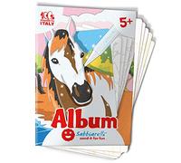 Sabbiarelli Sand-it For Fun - Album I Cavalli: 5 Disegni da Colorare con la Sabbia (sabbia non inclusa), Gioco per Bambini Anni 5+