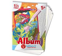 Sabbiarelli Sand-it For Fun - Album I Dinosauri: 5 Disegni da Colorare con la Sabbia (sabbia non inclusa), Gioco per Bambini Anni 5+