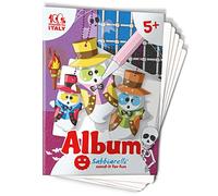 Sabbiarelli Sand-it For Fun - Album Gli Addobbi di Halloween, 5 Fogli Adesivi con 13 Decorazioni Staccabili da Colorare con Sabbia Colorata (non inclusa) - Lavoretti Creativi per Bambini 5+ Anni