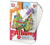 Sabbiarelli Sand-it For Fun - Album Gli Addobbi di Natale: 5 Fogli Adesivi A5 con 10 Decorazioni da Colorare con Sabbia Colorata (non inclusa), Lavoretti di Natale Creativi per Bambini Anni 5+
