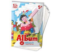 Sabbiarelli Sand-it For Fun - Album Gli Indiani d’America con 5 Disegni Adesivi da Colorare con Sabbia Colorata (non inclusa) - Lavoretti Creativi e Gioco Educativo per Bambini 5+