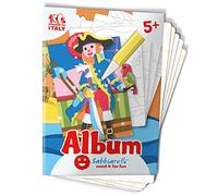 Sabbiarelli Sand-it For Fun - Album I Pirati con 5 Disegni Adesivi da Colorare con Sabbia Colorata (non inclusa) - Lavoretti Creativi e Pregrafismo - Gioco Educativo per Bambini e Bambine 5+ Anni
