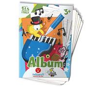 Sabbiarelli Sand-it For Fun - Album La Banda Musicale dei Pennuti Skizzati: 5 Fogli Adesivi A5 per Sand Art con 7 Disegni a Tema Animali da Colorare con Sabbia Colorata (NON INCLUSA) - Lavoretti 3+