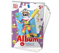 Sabbiarelli Sand-it For Fun - Album Le Maschere Italiane con 5 Disegni Adesivi da Colorare con Sabbia Colorata (non inclusa) - Lavoretti Creativi e Gioco Educativo per Bambini 5+ Anni