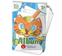 Sabbiarelli Sand-it For Fun - Album Le Mascherine: 4 Maschere da Colorare con la Sabbia (sabbia non inclusa), con elastici, Adatto per Bambini Anni 3+