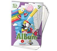 Sabbiarelli Sand-it For Fun - Album Pennuti Skizzati, 7 Disegni Adesivi a Tema Animali da Colorare con Sabbia Colorata (non inclusa), Lavoretti Creativi ed Educativi per Bambini dai 3 Anni