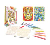 Sabbiarelli Sand-it For Fun - Bag Fantastic Animals, Mini-set Creativo di Sand Art per Ragazzi e Adulti: 12 Bustine di Sabbia Colorata e 2 Fogli Adesivi A6 con Disegni di Animali Mandala - Idea Regalo