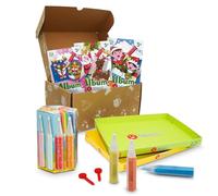 Sabbiarelli Sand-it For Fun - Box Natale a Colori per Bambini 3+, Set Creativo di Sand Art: 12 Penne di Sabbia Colorata e 15 Fogli Adesivi A5 con 10 Disegni di Natale e 20 Addobbi Fai da Te, Lavoretti