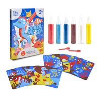 Sabbiarelli Sand-it For Fun - Kit Under The Sea, Set Creativo di Sand Art per Bambini 3+: 6 Penne di Sabbia Colorata e 5 Fogli Adesivi A5 con 10 Disegni del Mare - Gioco 2 in 1: Sandpainting e Puzzle