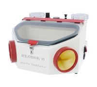 Sabbiatrice dentale a doppio pendolo, 220 V, doppia testa, lampada LED con interruttore a pedale, pressione ≥ 4 kg, 60 W, per la tecnica dentale, rimuovere l'ossidazione delle perle di vetro
