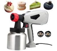 Sabbiatrice per Torte da 800 Ml, Pistola a Spruzzo per Cioccolato da 800 W con 2 Ugelli, 3 Modalità di Spruzzo, Controllo della Velocità Variabile, Smontaggio con Un Solo Tocco, Spruzzatore Per
