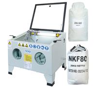 Sabbiatrice SOGI S-56 + corindone grana 80 + microsfere vetro grana 200/300