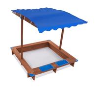 Sabbiera con tetto, 126 x 121 x 118 cm, sandbox in legno con copertura per bambini, adatto per esterni e giardino