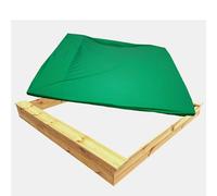 Sabbiera in legno con 2 tavole, 140 x 140 cm o 180 x 180 cm, con copertura verde, altezza 20 cm (140 x 140 cm)