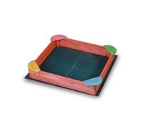 Sabbiera per Bambini da Esterno in Legno Verniciato "Fantasy" 100x100x17 cm con Sedute Incluse, Robusta e Sicura