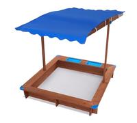 Sabbiera per bambini, in legno, 121 x 126 cm, con coperchio e tettoia, adatta per bambini dai 3 ai 14 anni